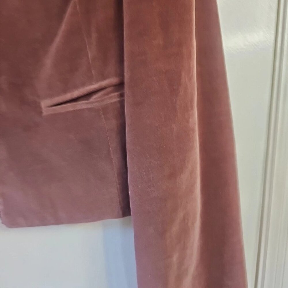Vino De Casa Mauve Cotton/Nylon Blend Open Front Blazer-Size: 7 - Picture 4 of 10